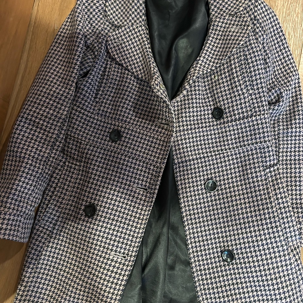 Women's Houndstooth Double-Breasted Pea Coat